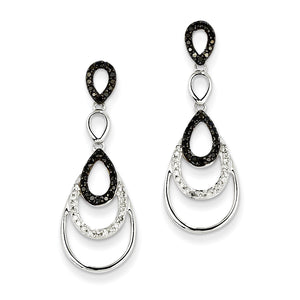 14K White Gold Black & White Diamond Post Earrings
