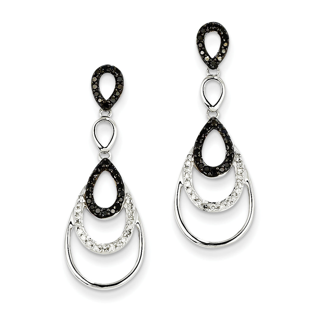 14K White Gold Black & White Diamond Post Earrings