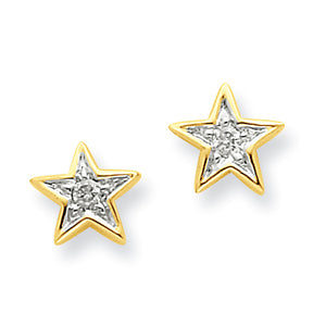 14K Gold Diamond Star Post Earrings