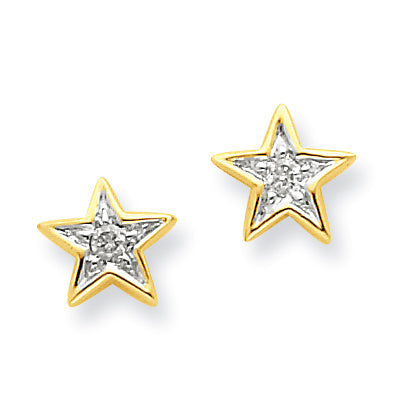 14K Gold Diamond Star Post Earrings