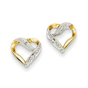 14k & Rhodium Marquise Diamond Heart Post Earrings