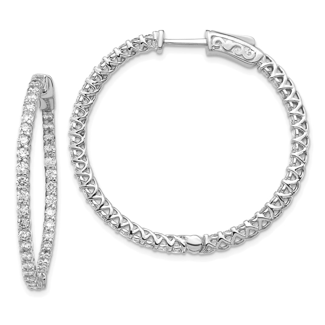 14k White Gold Round Hoop w/Safety Clasp Earring Mountings