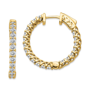 14ky Moissanite Round Hoop w/Safety Clasp Earring