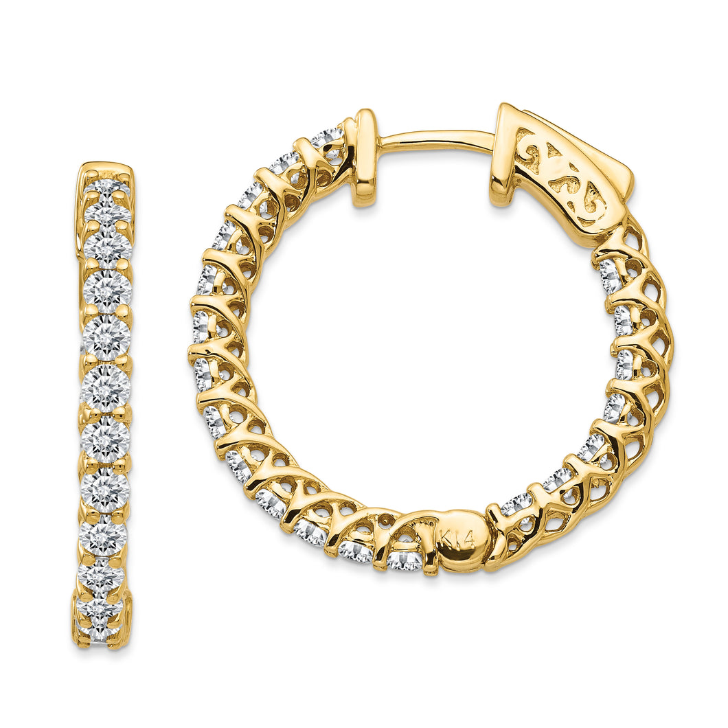 14ky Moissanite Round Hoop w/Safety Clasp Earring