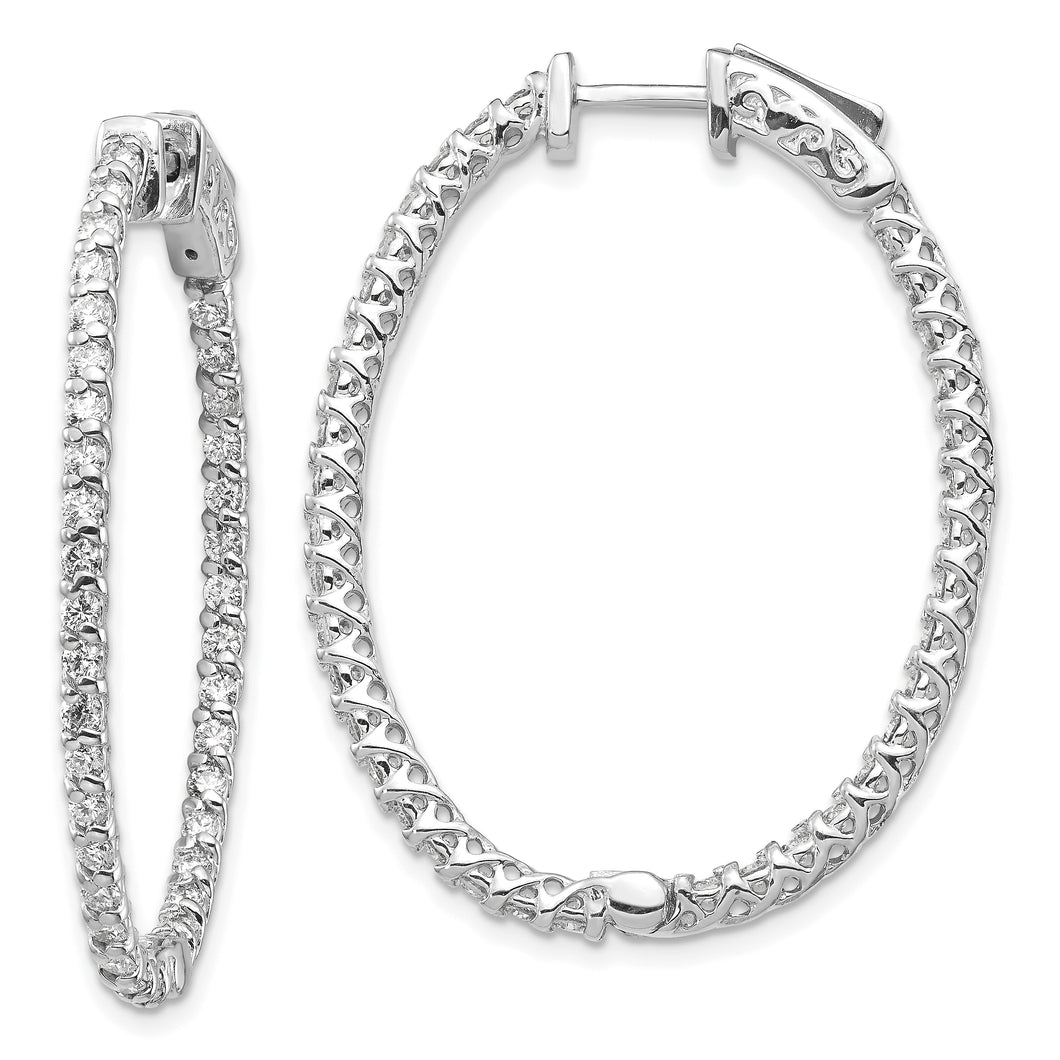14k White Gold Oval Hoop w/Safety Clasp Earring Mountings