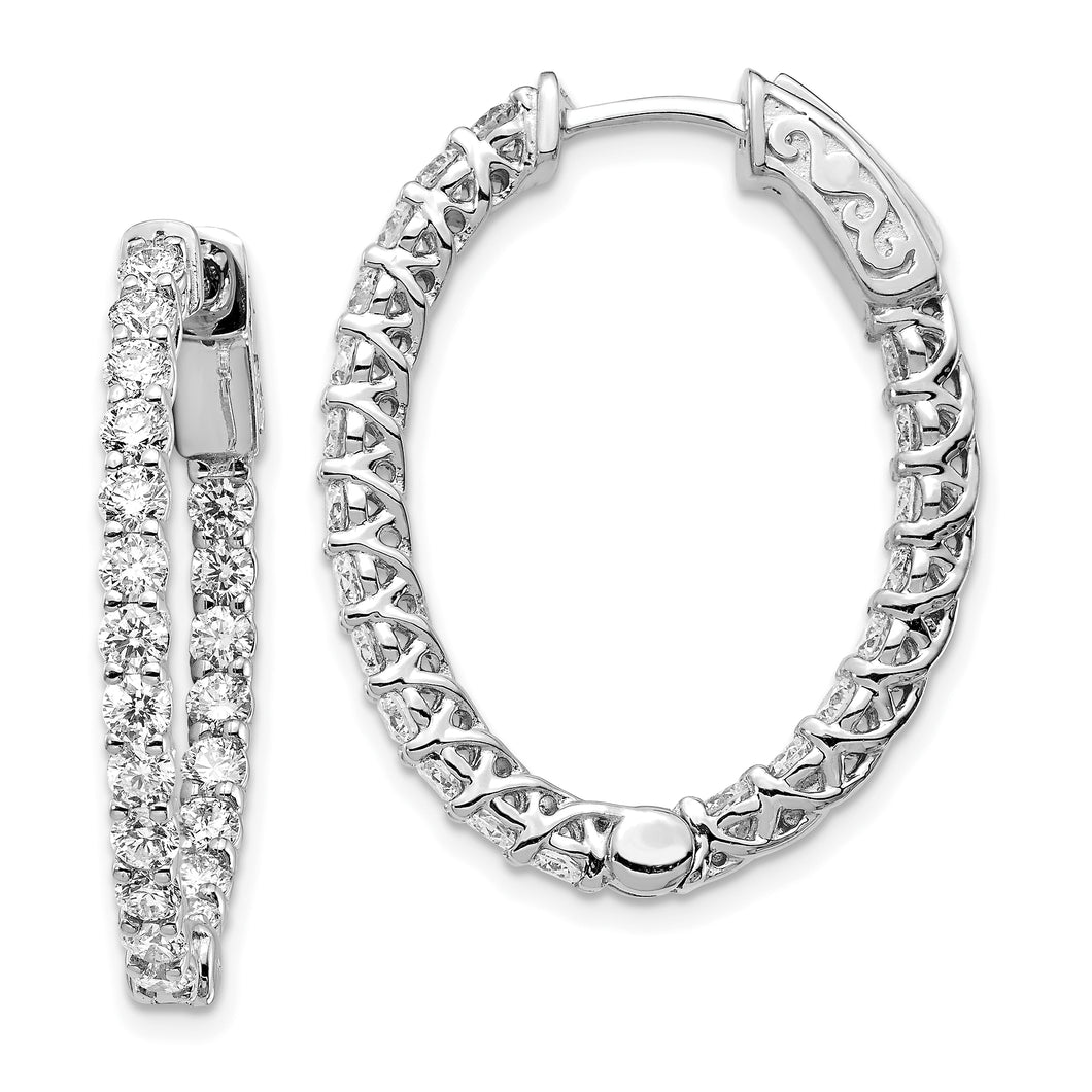 14k White Gold Oval Hoop w/Safety Clasp Earring Mountings