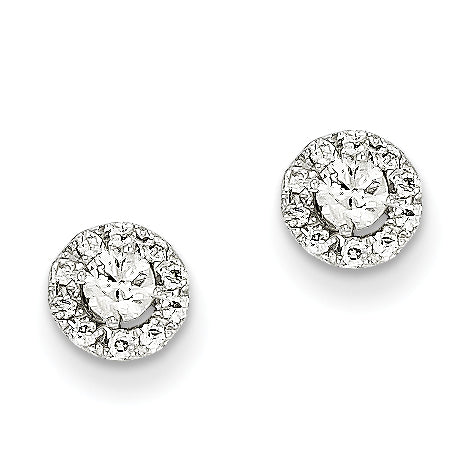 14k White Gold Diamond Post Earrings