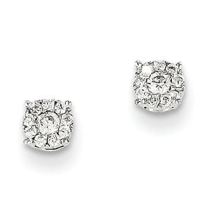 14K White Gold Diamond Post Earrings