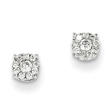 14K White Gold Diamond Post Earrings