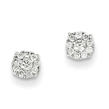 14K White Gold Diamond Post Earrings