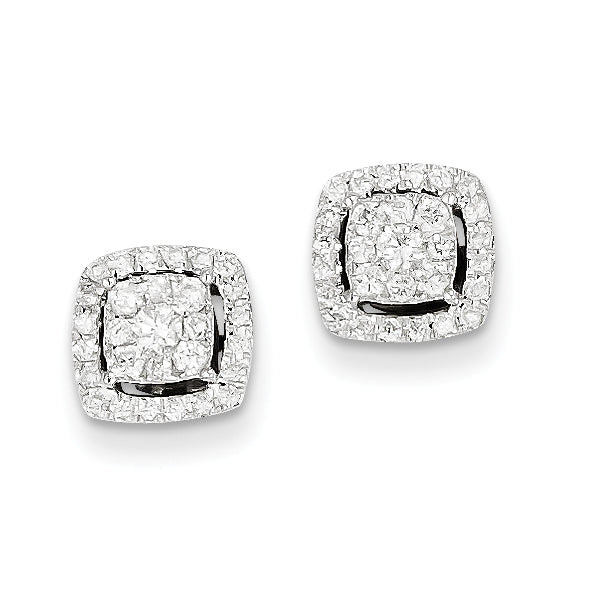 14K White Gold Diamond Post Earrings