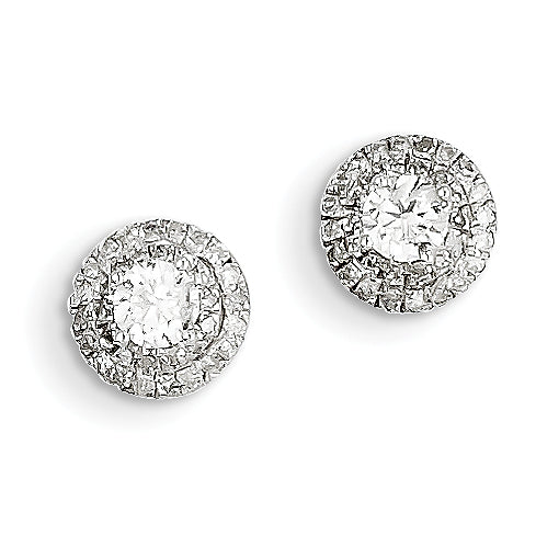 14k White Gold Diamond Halo Earrings