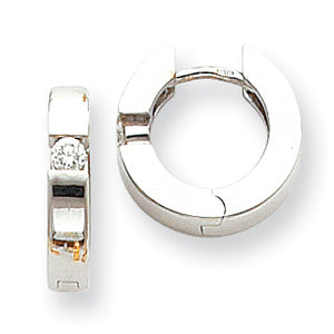 14k White Gold AAA Diamond hinged hoop earrings