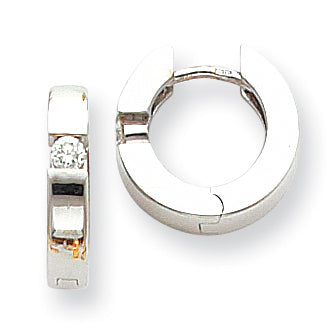 14k White Gold AAA Diamond hinged hoop earrings