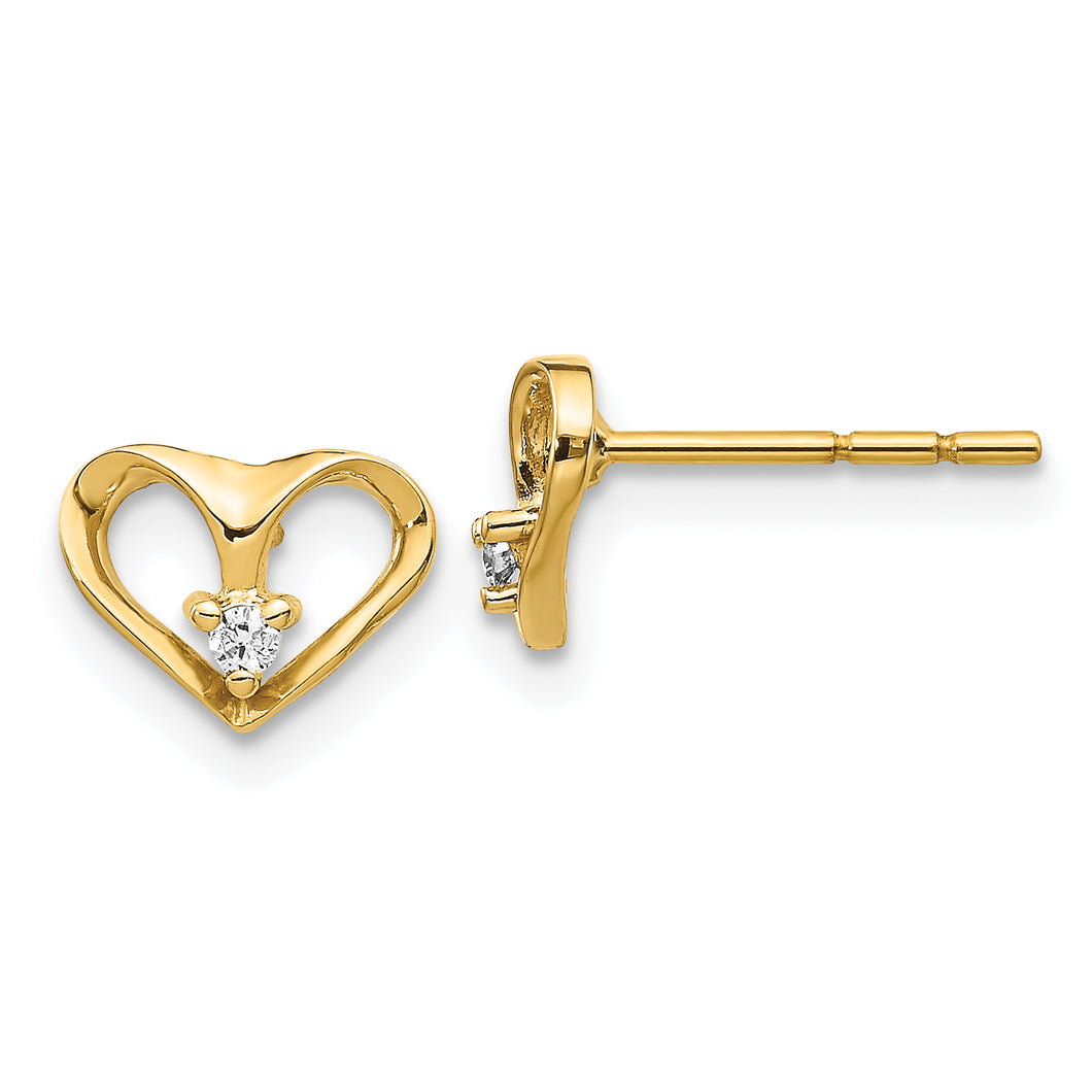 14k Yellow Gold Fancy Diamond Heart Earring Mountings
