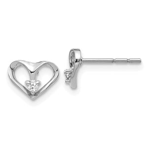 14k White Gold VS Diamond heart earring