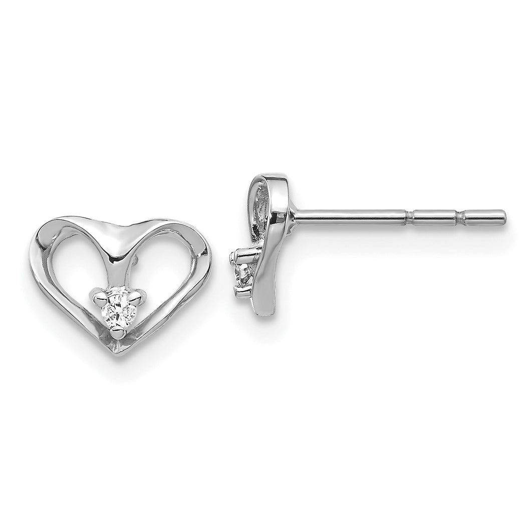 14k White Gold VS Diamond heart earring