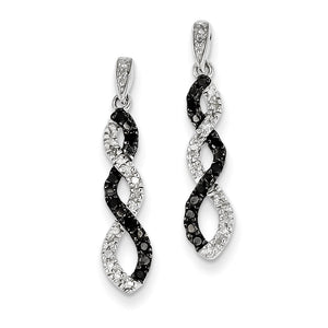 14K White Gold Black & White Diamond Twisted Post Earrings