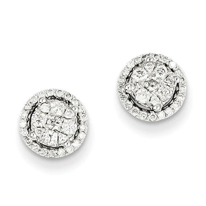 14k White Gold Diamond Round Screw Back Post Earrings