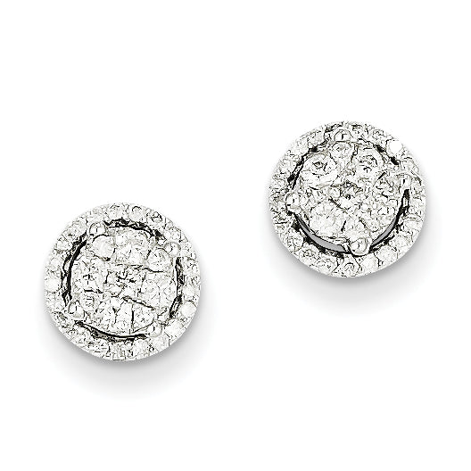 14k White Gold Diamond Round Screw Back Post Earrings