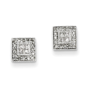 14K White Gold Diamond Post Earrings