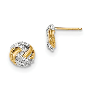 14k Diamond w/Rhodium Accents Round Post Earrings