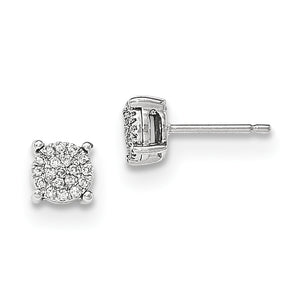 14k White Gold Diamond Post Earrings