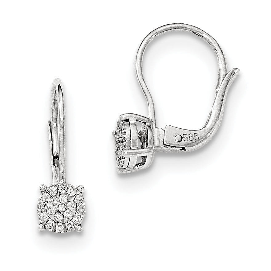 14k White Gold Diamond Leverback Earrings