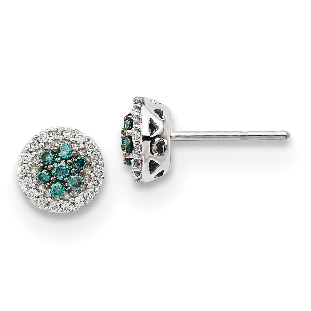 14k White Gold Blue/White Diamond Earrings
