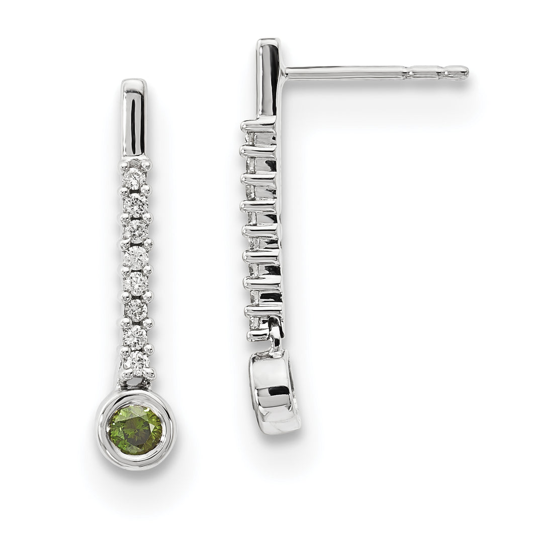 14k White Gold Green/White Diamond Earrings