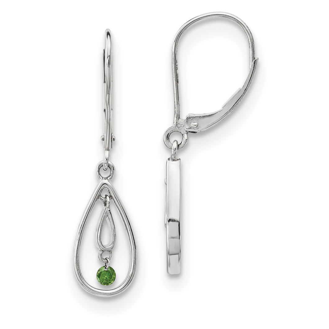 14k White Gold Green Diamond Earrings