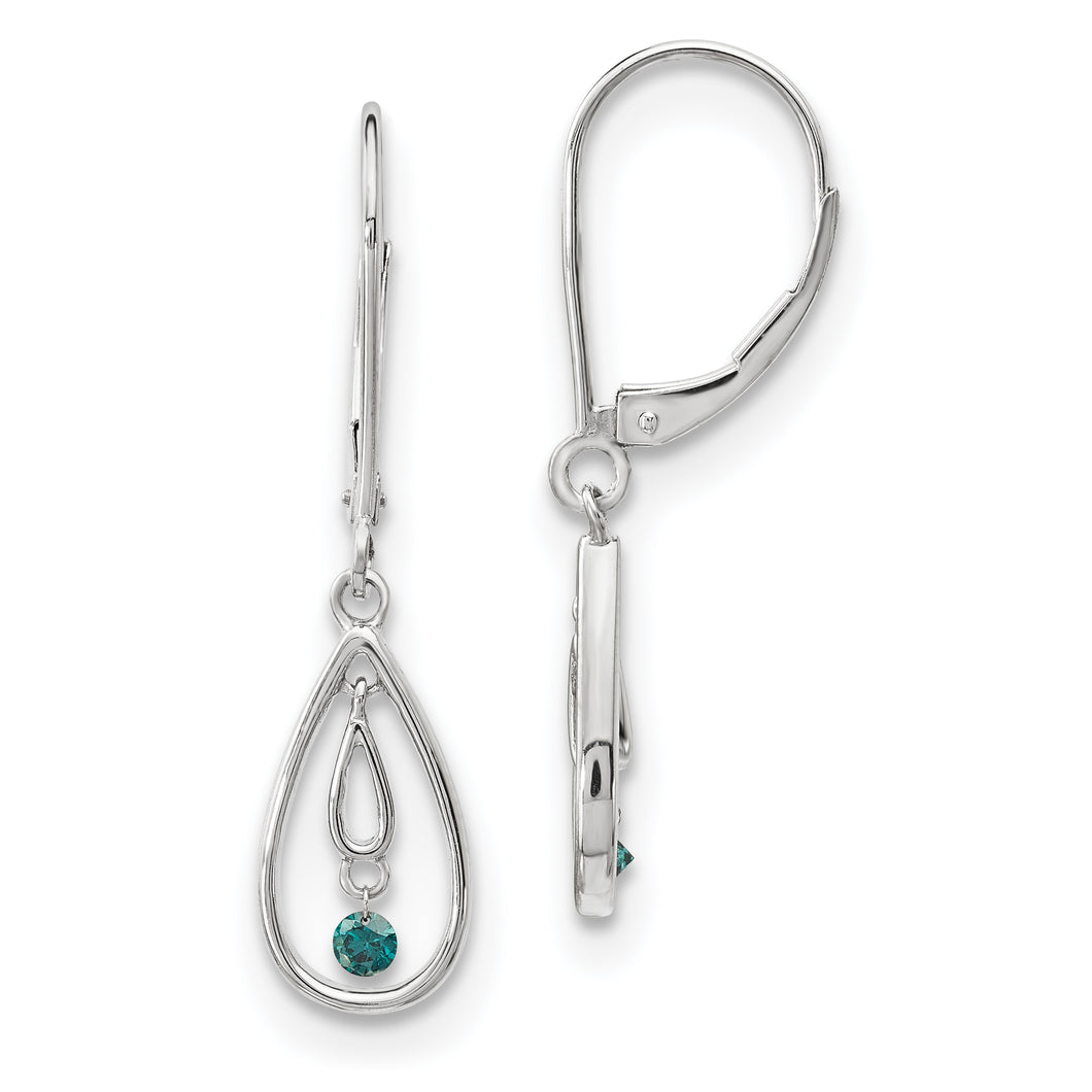 14k White Gold Blue Diamond Earrings