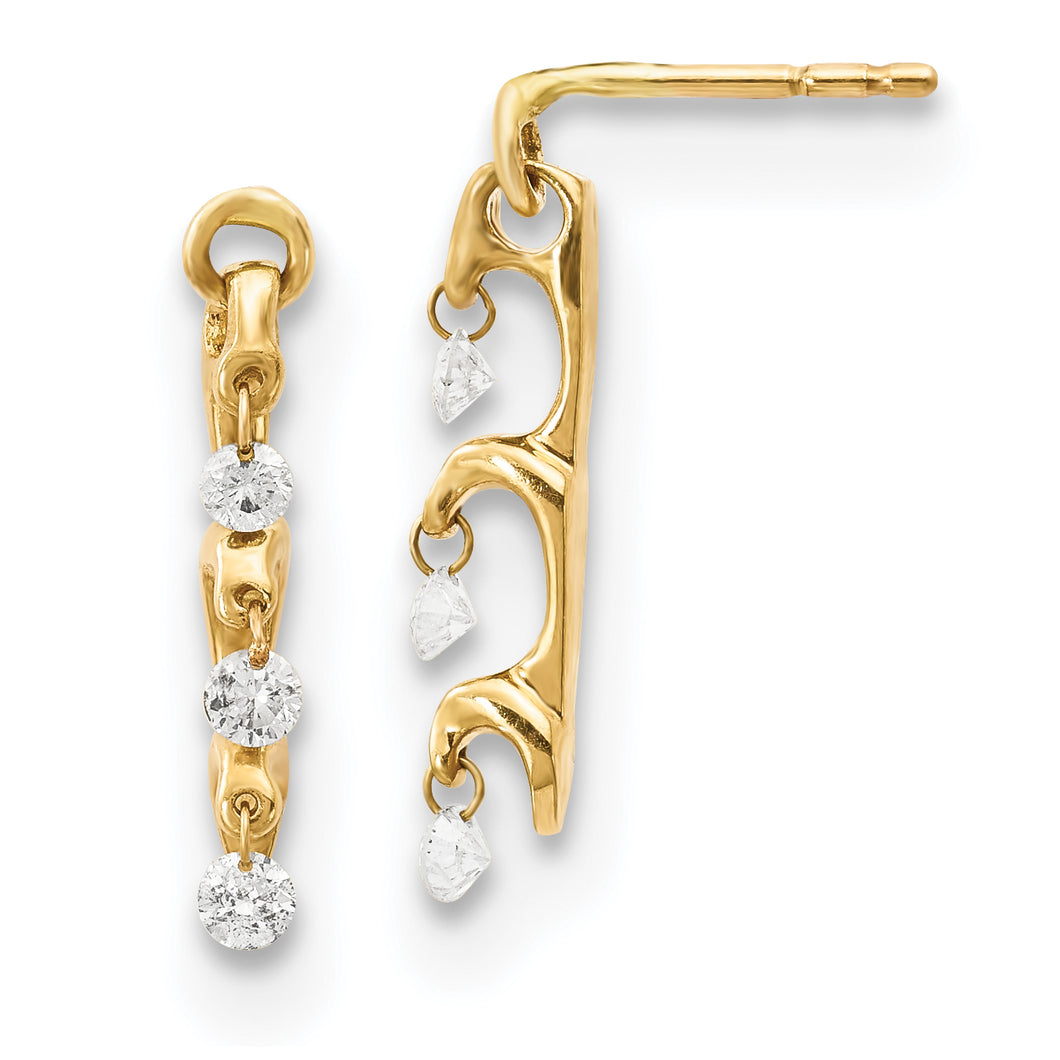 14k Yellow Gold Diamond Dangle Earrings