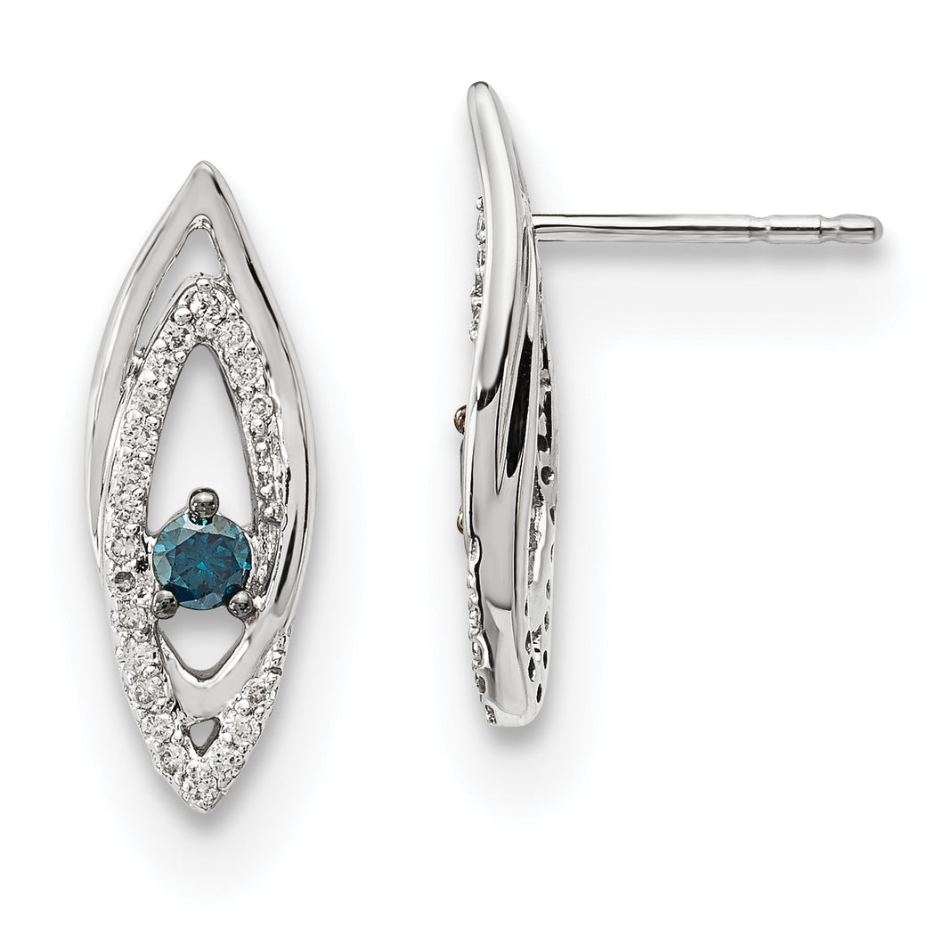 14k White Gold Blue/White Diamond Earrings