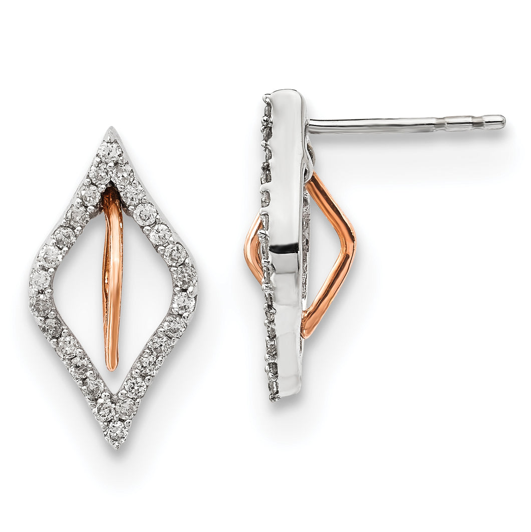 14k White/Rose Gold Diamond Earrings