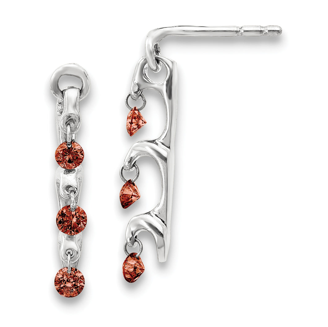 14k White Gold Red Diamond Earrings