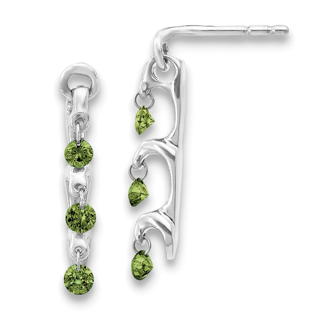 14k White Gold Green Diamond Earrings