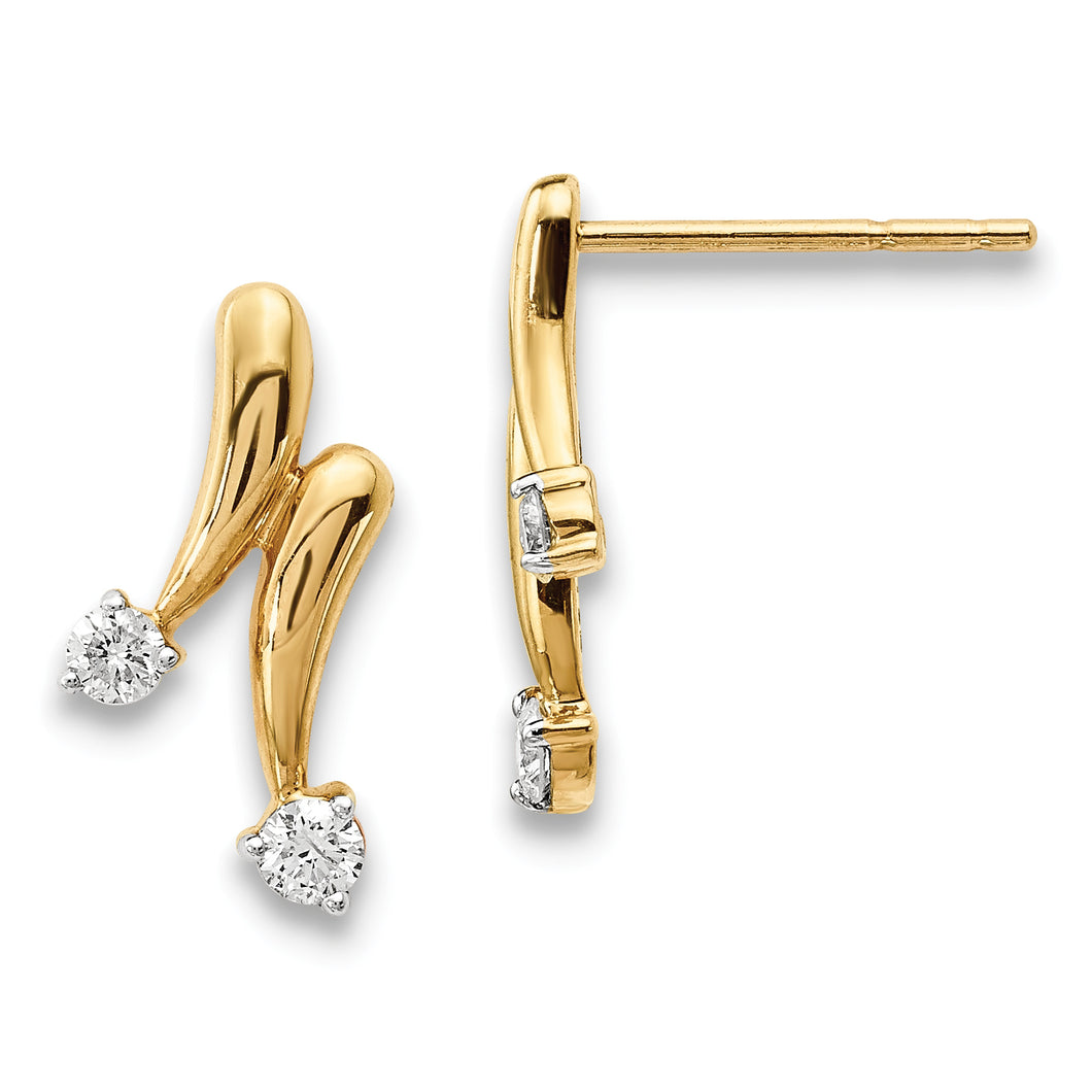 14k Yellow Gold Diamond Earrings