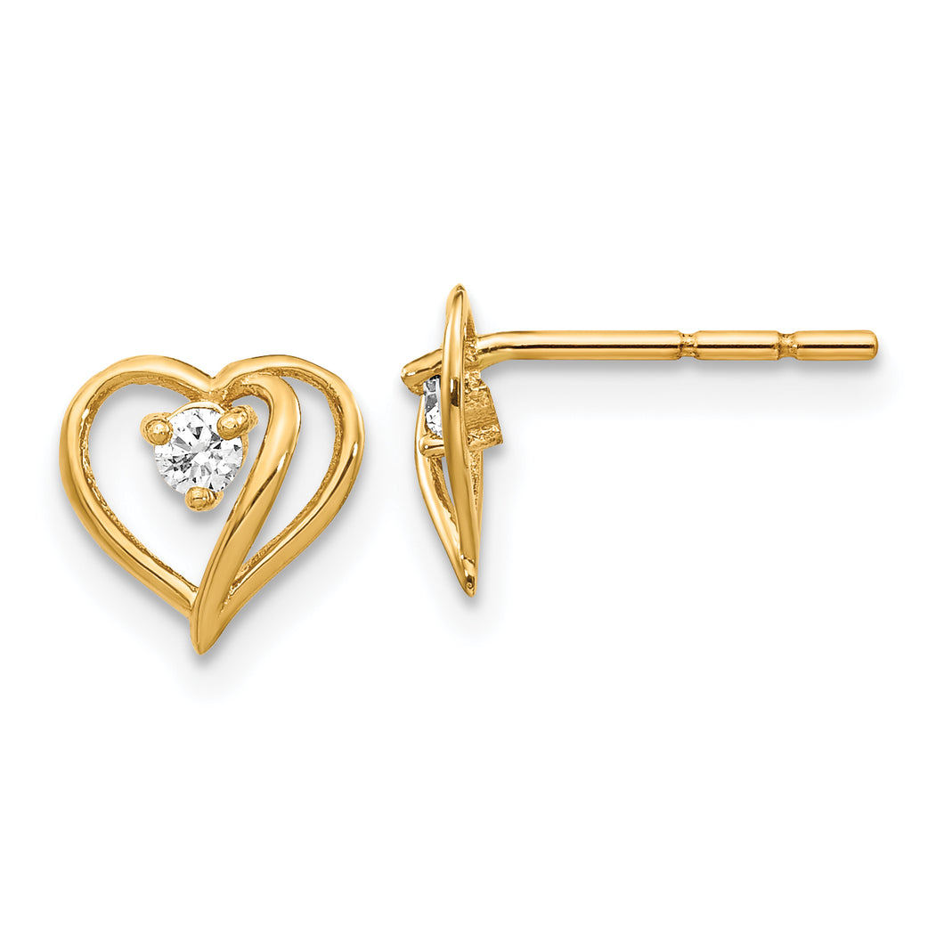 14k VS Diamond heart earring