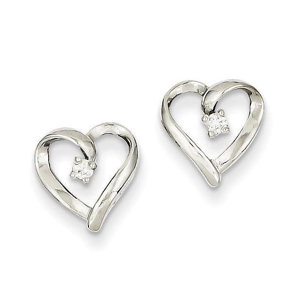 14k White Gold VS Diamond heart earring