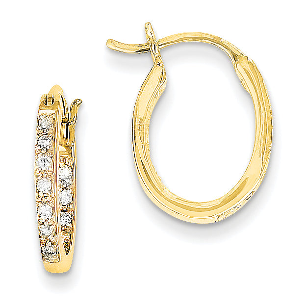 14k AA Quality Completed Diamond In/Out Hoop Earrings