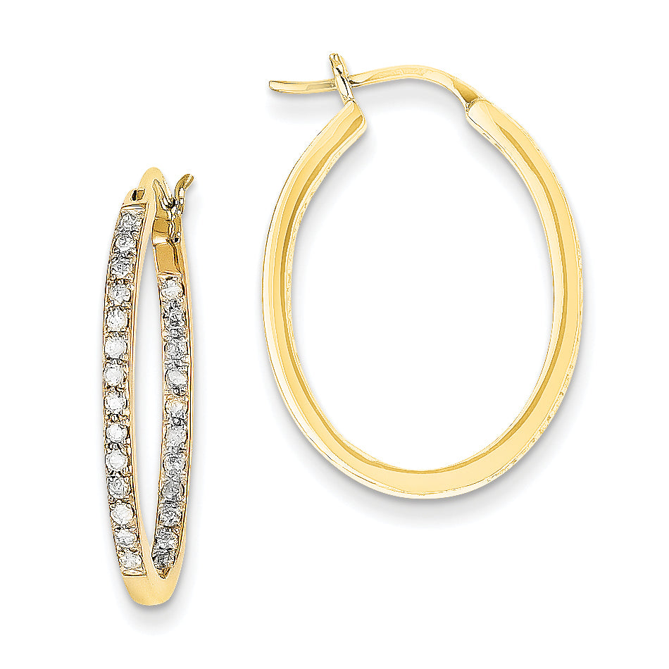 14k AA Quality Completed Diamond In/Out Hoop Earrings