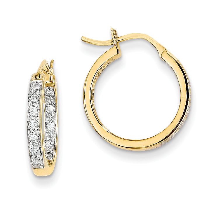 14k AA Diamond In/Out Hoop Earrings