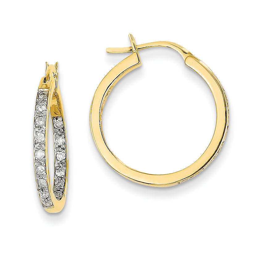 14k AA Quality Completed Diamond In/Out Hoop Earrings