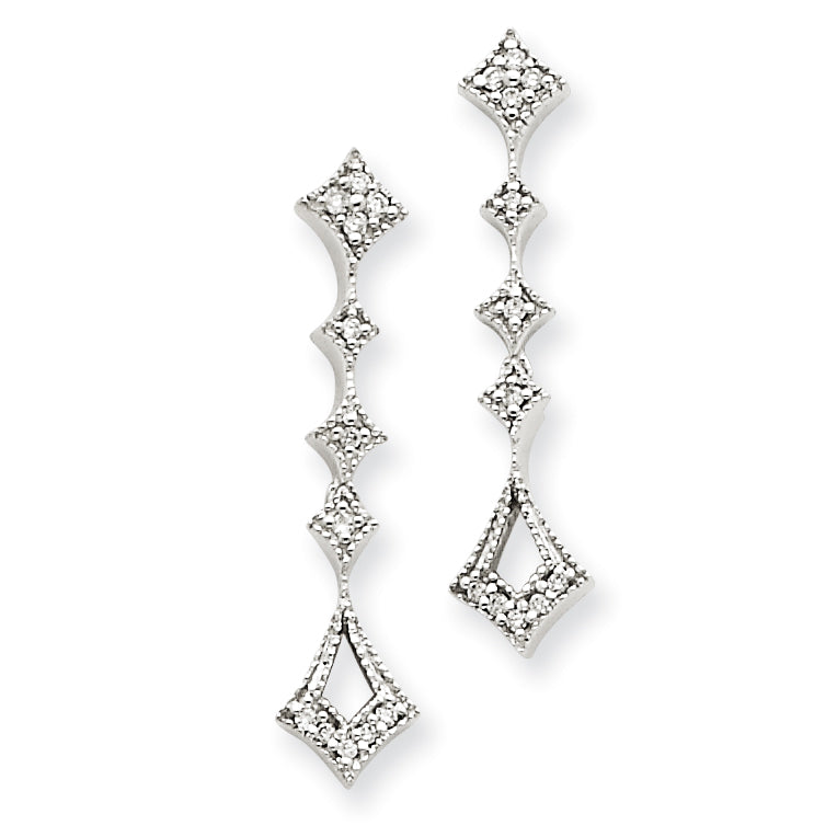 14k White Gold AA Diamond Vintage Earrings