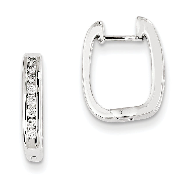 14k White Gold Diamond Complete Hinged Hoop Earrings