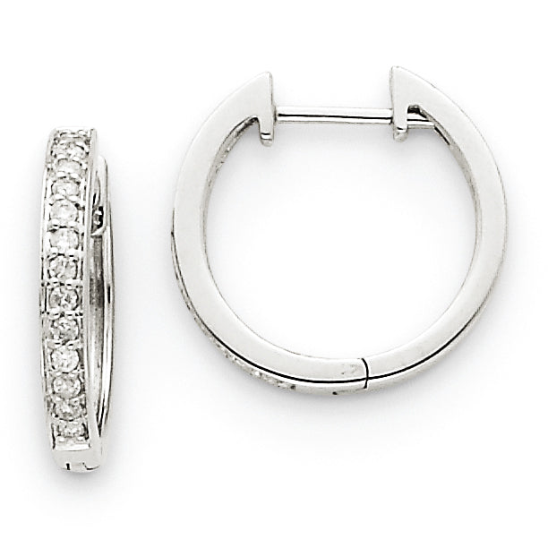 14k White Gold Diamond Complete Hinged Hoop Earrings