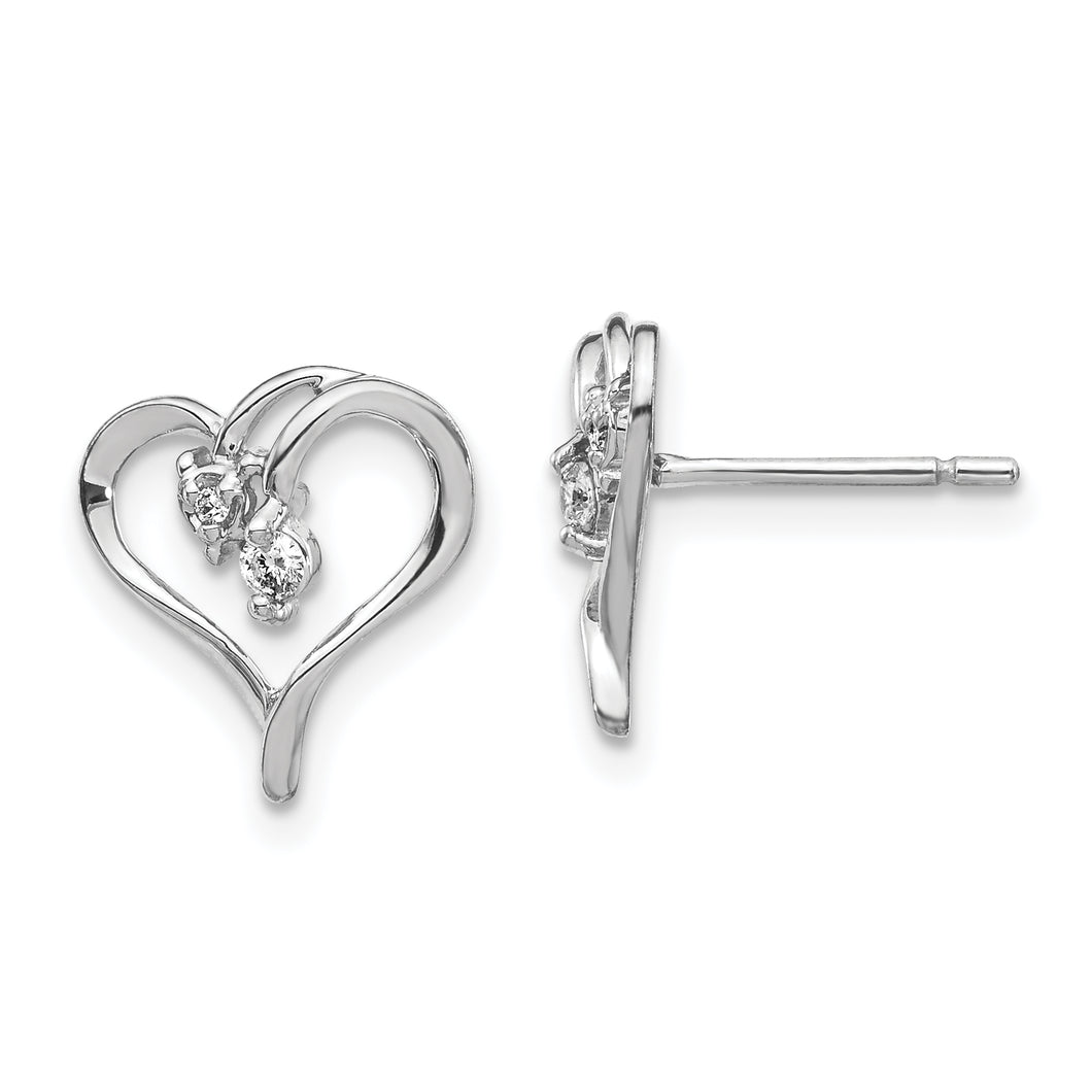 14k White Diamond & Gemstone Heart Earring Mountings