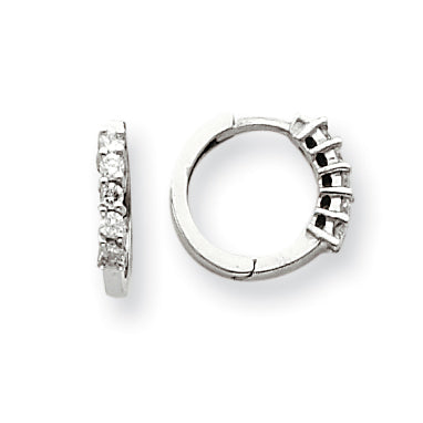 14k White Gold VS Diamond hinged hoop earrings