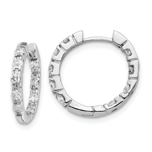 14k White Gold AA Diamond Hinged Hoop Earrings